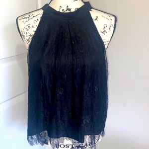 BCBGeneration Vintage Lace High Neck Black Blouse XS – Rare